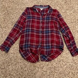 Lucky Brand Plaid Shirt Burgundy and Navy size Medium